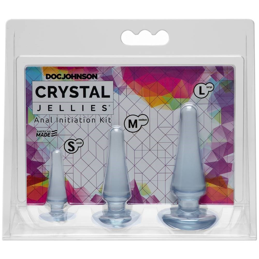 Doc Johnson Crystal Jellies Anal Initiation Butt Plug Kit 3 Size Training - - Butt Plugs