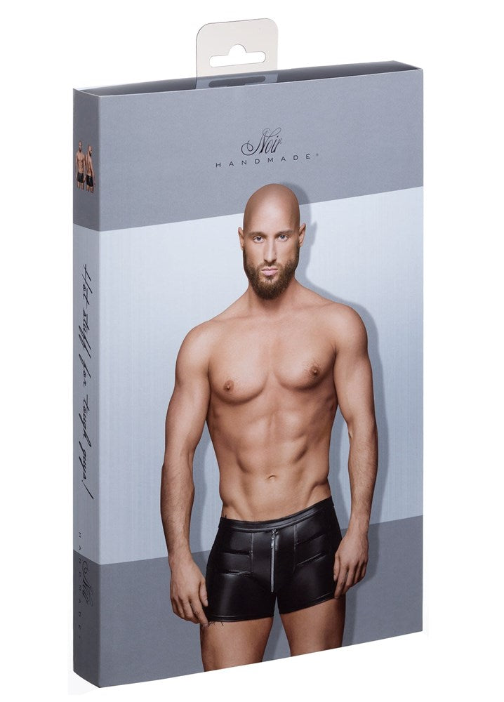 Noir Handmade Mens Sexy Shorts With Hot Details and Strategic Seams - - His Fetish