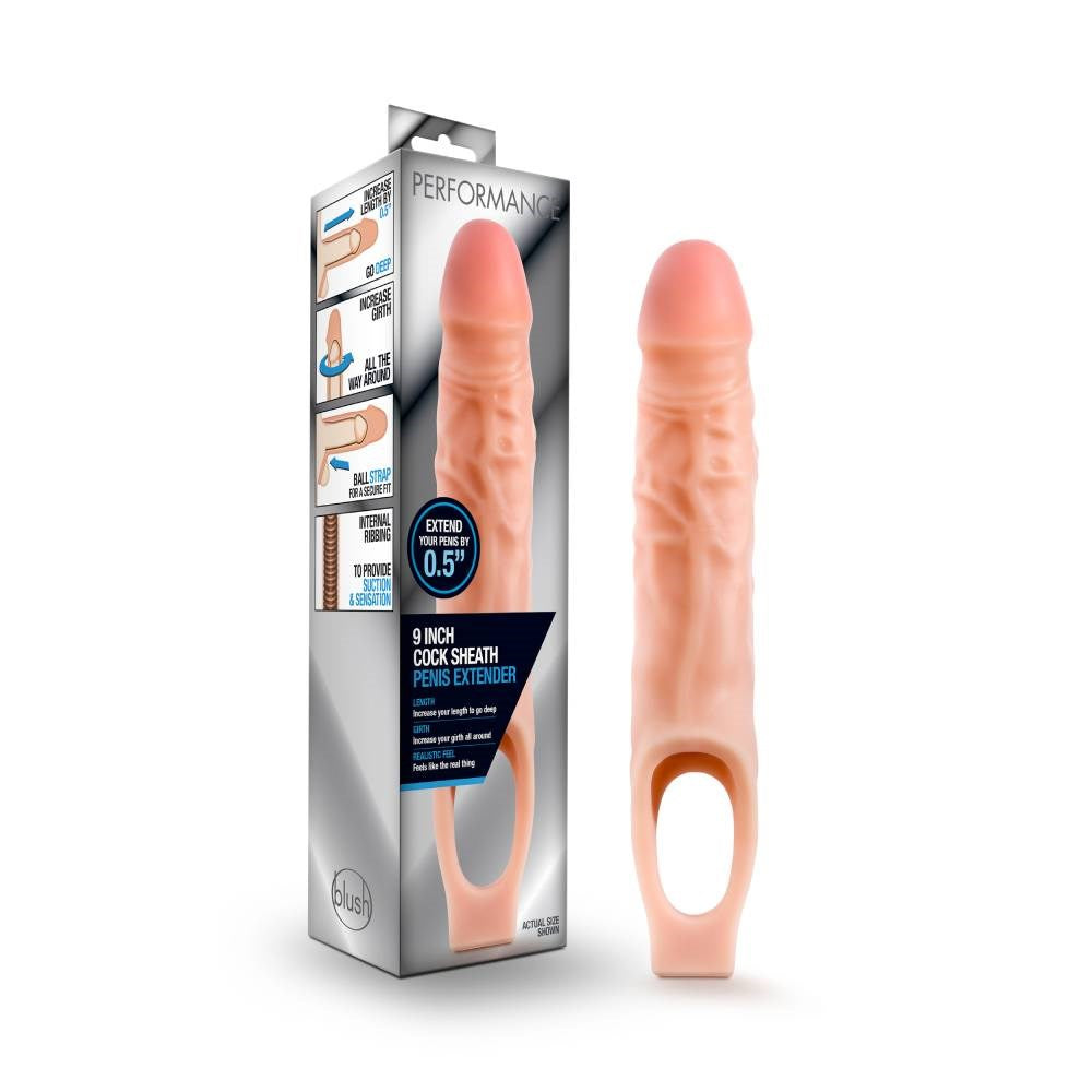 Blush Novelties Performance Mens Cock Sheath Penis Extender Vanilla TPE - - Pumps, Extenders and Sleeves