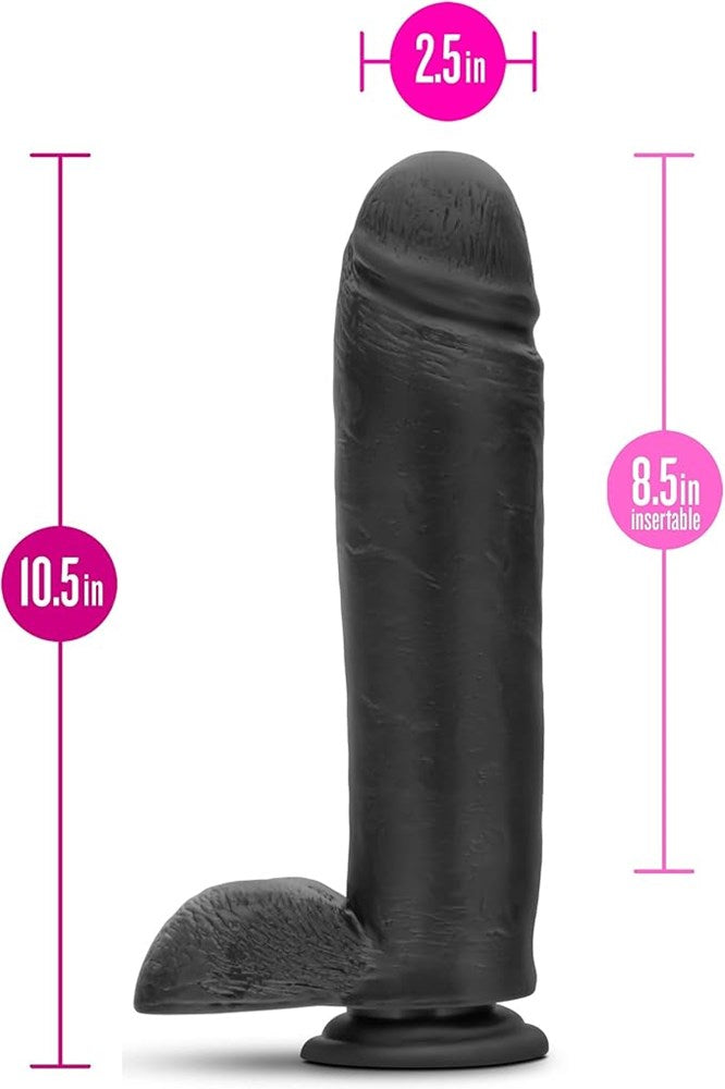 Blush Novelties Au Naturel Bold Huge Suction Cup Realistic Dildo Black 10.5 Inch - - Realistic Dildos