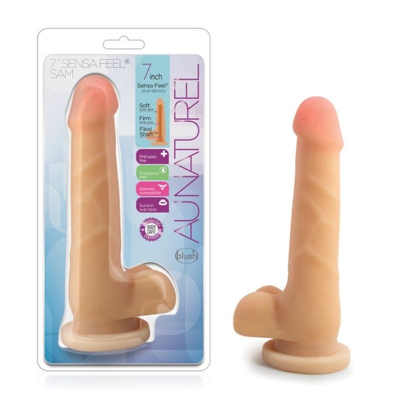 Blush Novelties Au Naturel Sam Realistic Dong 7 Inch Dual Density Dildo - - Realistic Dildos