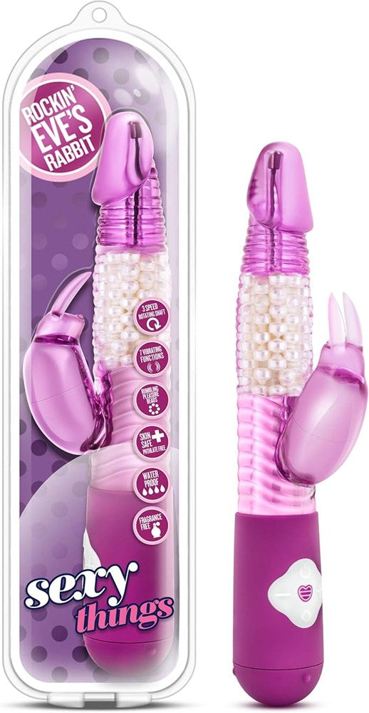 Blush Novelties Sexy Things Rocki N Eves 7 Function Rabbit Vibrator Pink - - Rabbit Vibrators