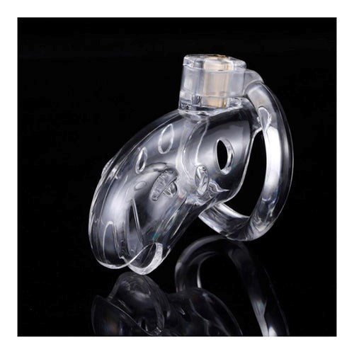 Brutus Shark Male Chastity Cage Clear with Integrated Lock System - - Male Chastity