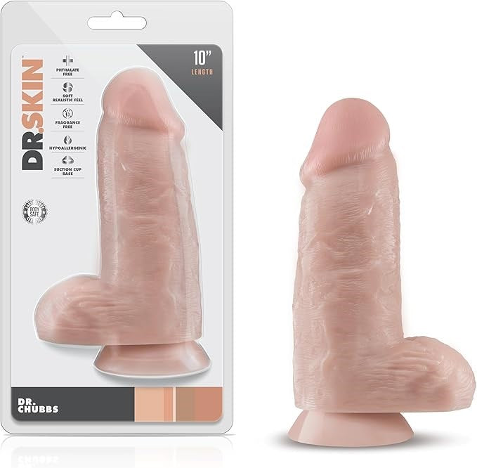 Blush Novelties Dr Skin Dr Chubbs LIfelike Texture Realistic Cock Vanilla - - Realistic Dildos