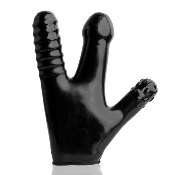 OxBalls Claw Glove Squishy Soft Dildo Black Three Finger Penetration Sex Toy - - Realistic Dildos