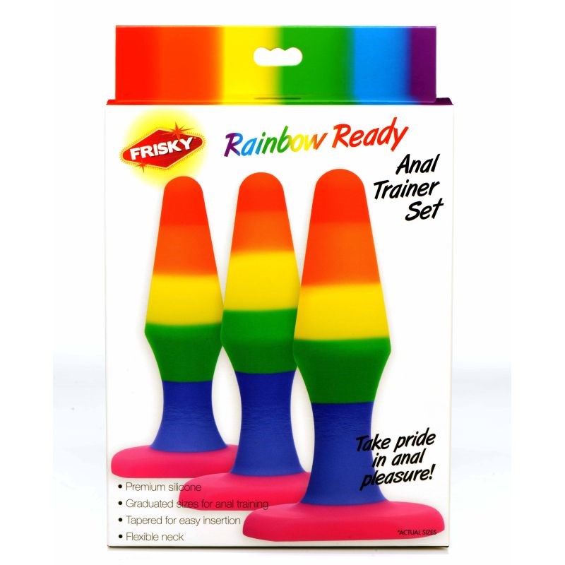 XR Brands Frisky Rainbow Ready Anal Trainer Set Progressive Size Training - - Butt Plugs