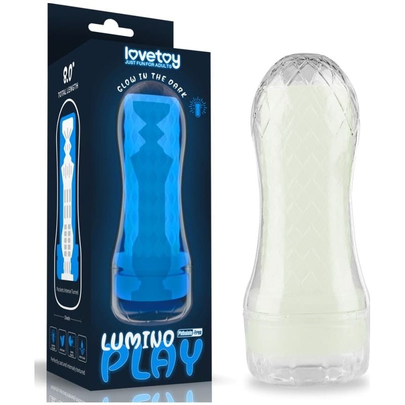 Lovetoy Lumino Play Mens Pocket Masturbator Glow in Dark TPE Material - - Masturbators and Strokers