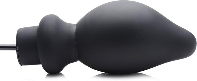 XR Brands Master Series Ass Pand Large Inflatable Silicone Butt Plug Black - - Butt Plugs