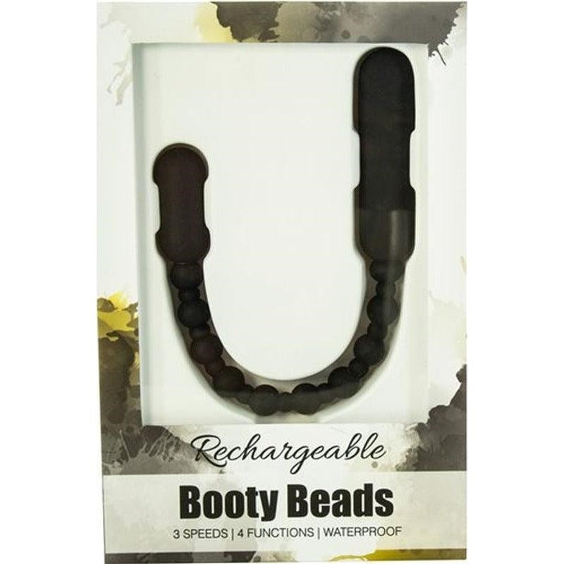 BMS Factory PowerBullet Rechargeable Booty Beads Black Vibrating Anal Beads - - Anal Beads and Balls