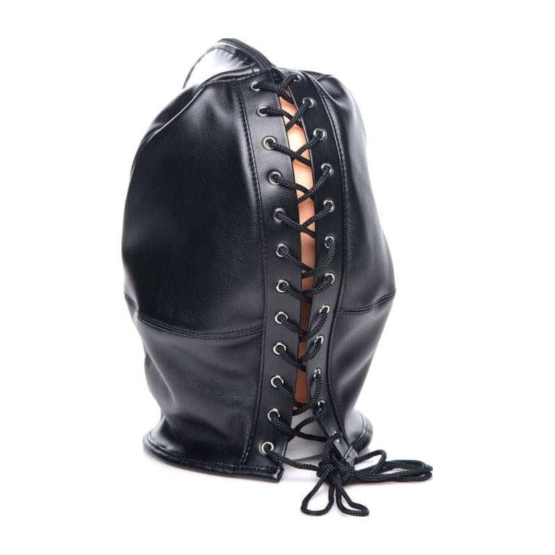 XR Brands Strict Zip Front Bondage Hood Black with Zip Front Access - - Bondage Hoods