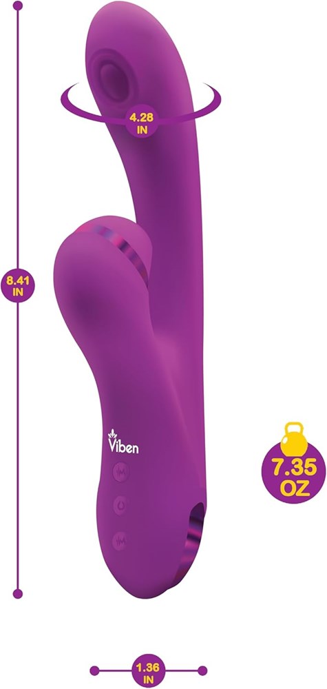 Viben Dazzle Rechargeable Thumping Rabbit Vibrator Berry Triple Stimulation - - Rabbit Vibrators