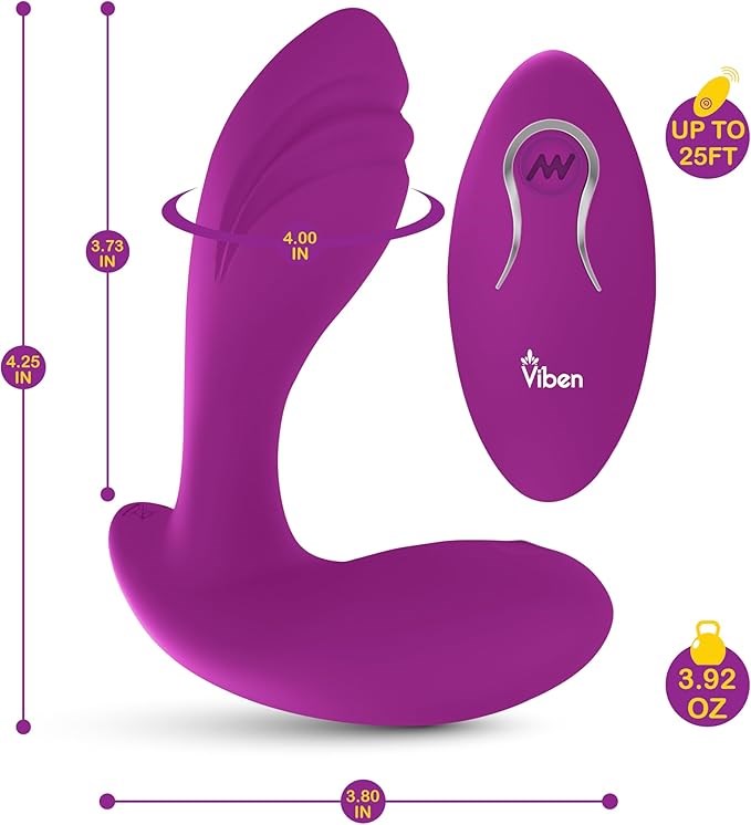Viben Epiphany Rollerball Dual Stim Massager With Remote Berry Vibrator - - Personal Massagers