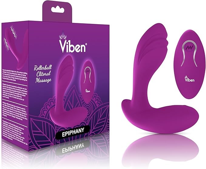 Viben Epiphany Rollerball Dual Stim Massager With Remote Berry Vibrator - - Personal Massagers