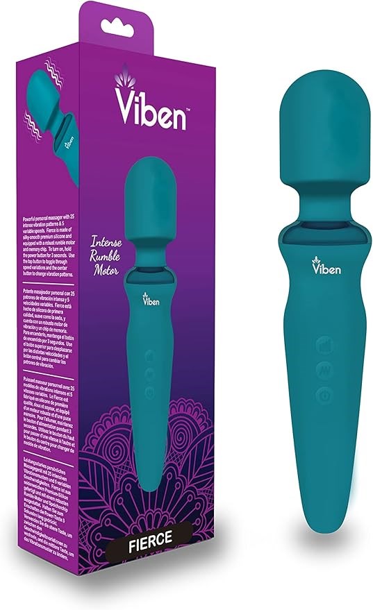 Viben Fierce Rechargeable Vibrating Wand Massager Ocean Powerful Vibrator - - Body Wands