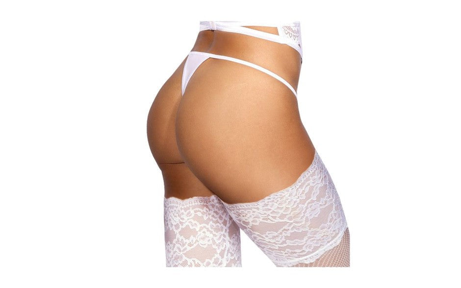 Axami Lingerie Microfiber and Lace G String Panty with Studs White Premium EU - - G-Strings, Panties and Shorts