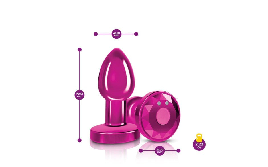 Viben Cheeky Charms Pink Rechargeable Vibrating Metal Butt Plug With Remote Control - - Butt Plugs