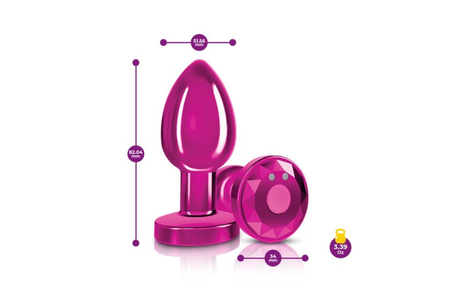 Viben Cheeky Charms Pink Rechargeable Vibrating Metal Butt Plug With Remote Control - - Butt Plugs