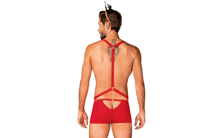 Obsessive Mr. Reindy 3 Piece Mens Costume Set Red Harness Holiday Roleplay - - Fancy Dress Ups