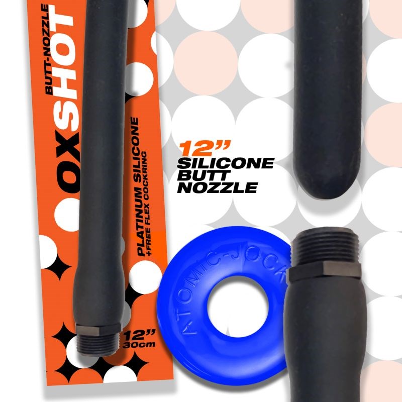 OxBalls Oxshot Butt Nozzle With Shower Hose Plus Atomic Jock Cockring - - Enemas and Douches