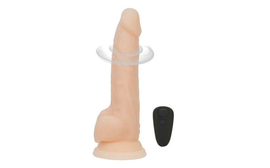 BMS Factory Addiction Rotating Vibrating Dildo with Remote 8 Inch Vanilla - - Vibrating Dildos