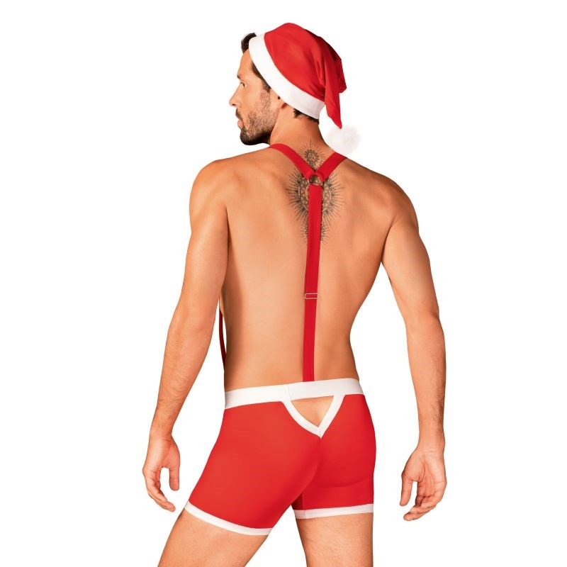 Obsessive Mr. Claus Mens Sexy Costume Set 3 Piece L / XL with Suspenders - - Fancy Dress Ups