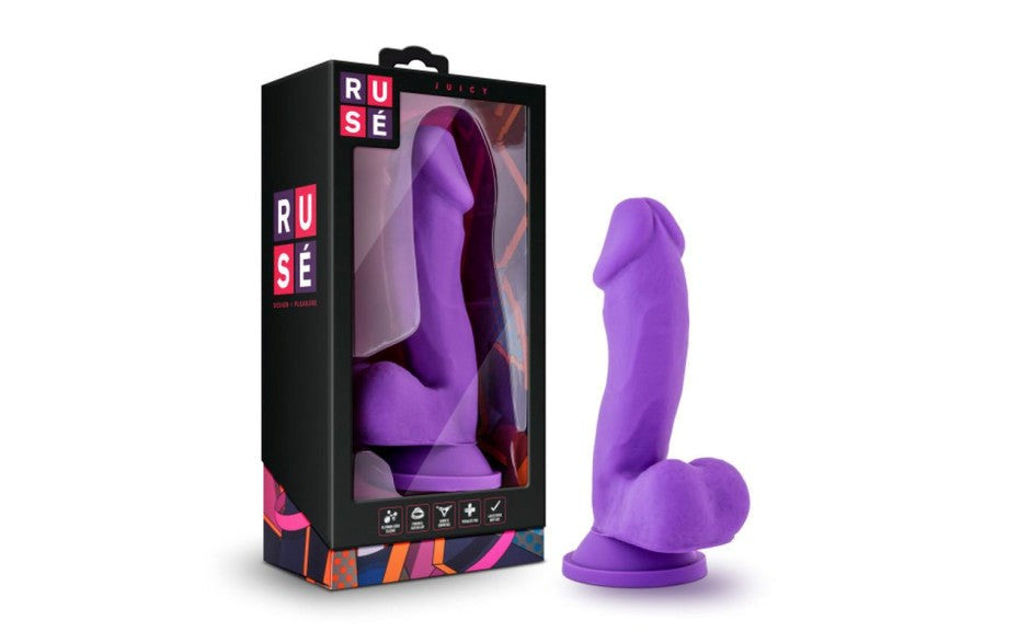Blush Novelties Ruse Juicy Harness Compatible Realistic Dong Purple Dildo - - Realistic Dildos