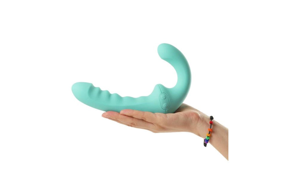 Arosum VibraTwin Remote Control Rechargeable Come Hither Strapless Strap On Dual Motor - - Strap On Sextoys