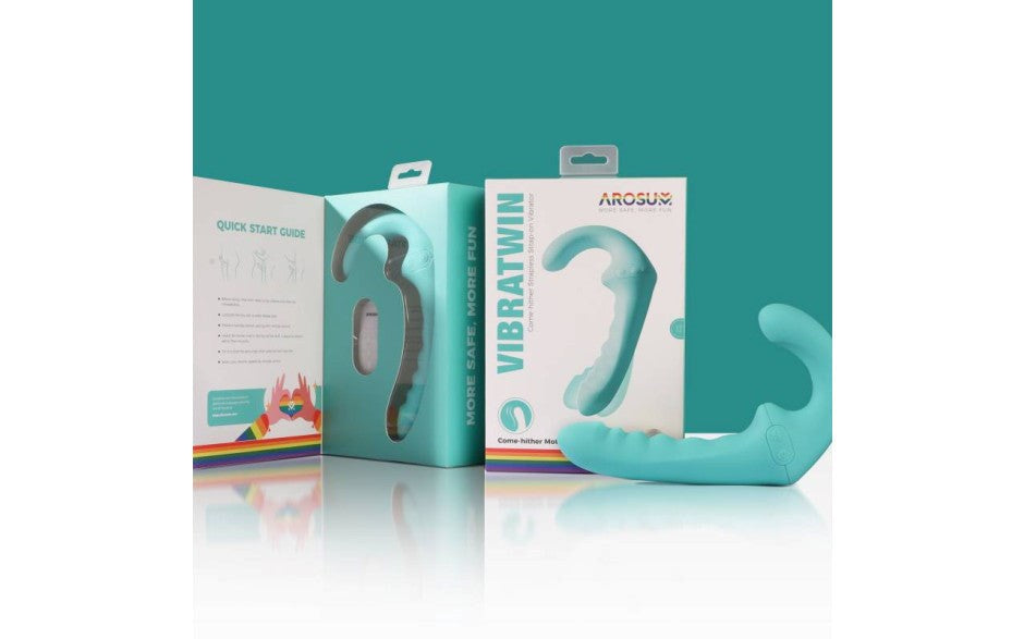 Arosum VibraTwin Remote Control Rechargeable Come Hither Strapless Strap On Dual Motor - - Strap On Sextoys