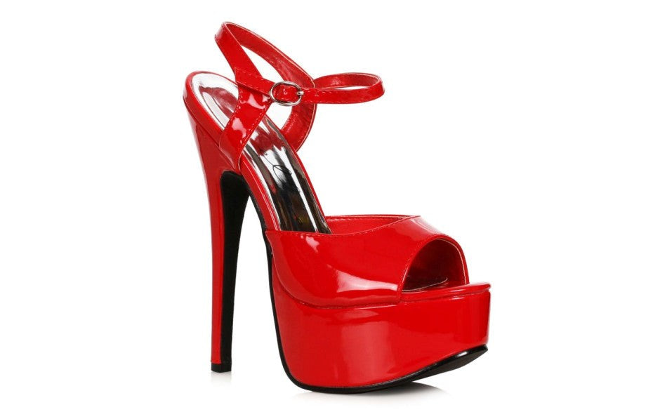 Ellie Shoes 6.5 Inch Stiletto Sexy Sandal Red with 2 Inch Platform - - Womens Footwear