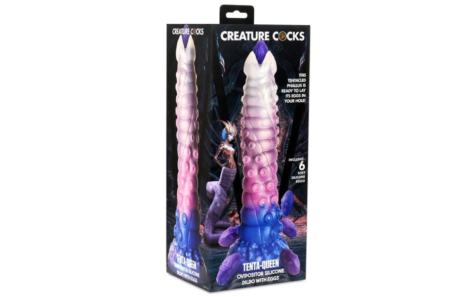 XR Brands Creature Cocks Tenta Queen Ovipositor Silicone Dildo With Eggs Fantasy - - Realistic Dildos