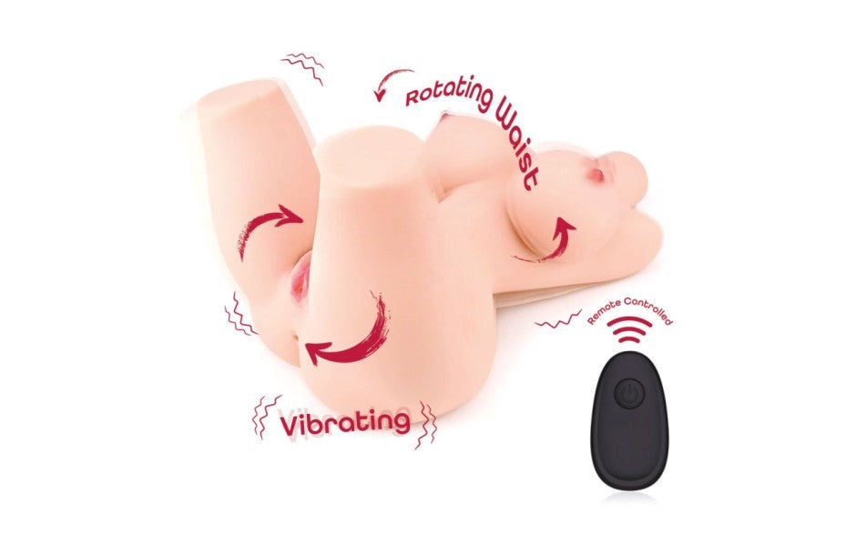 Doc Johnson Daytona Nicky Remote Control Rotating & Vibrating Love Torso Masturbator - - Love Dolls