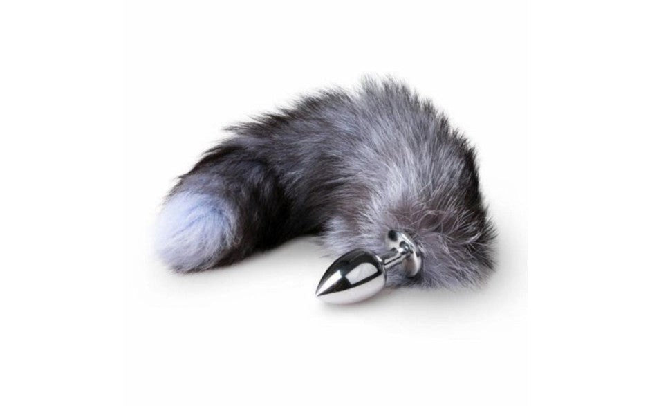 Fetish Collection Fox Tail No 4 Silver Anal Plug with Faux Fur Tail - - Butt Plugs