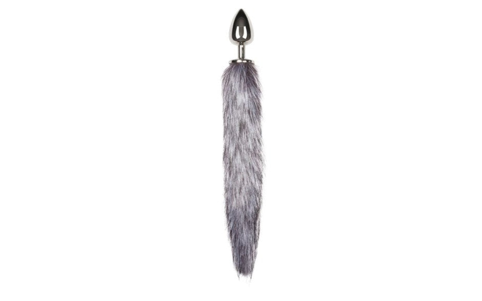 Fetish Collection Fox Tail No 4 Silver Anal Plug with Faux Fur Tail - - Butt Plugs