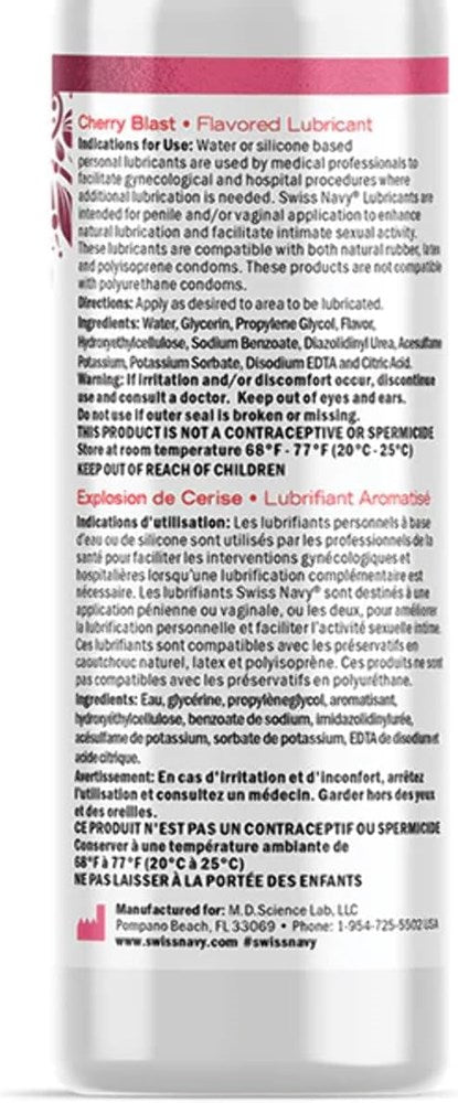 Swiss Navy Desire Cherry Blast Water Based Lubricant Premium Formula - - Water Based Lubes