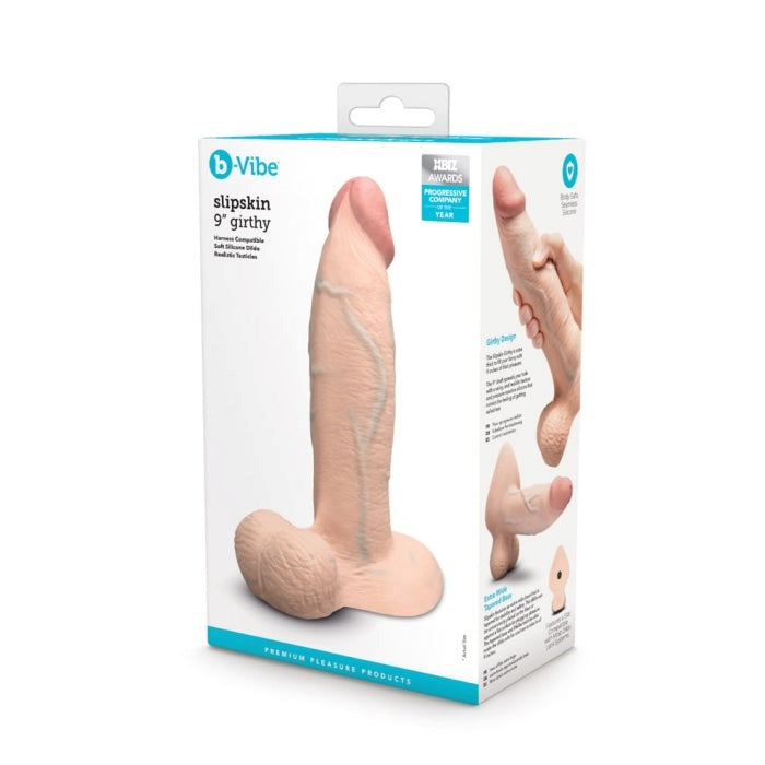 B Vibe Slipskin Girthy 9 Inch Realistic Silicone Dildo with Pressure Technology - - Realistic Dildos