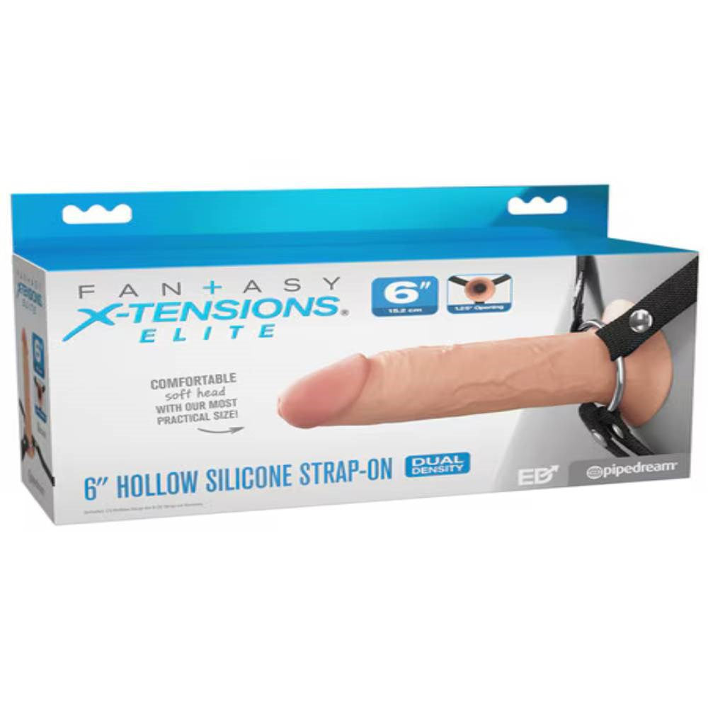 Pipedream Products Fantasy X tensions 6 Inch Dual Density Hollow Strap on Dildo - - Strap On Sextoys