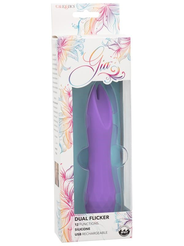 California Exotics Gia Dual Flicker Silicone Vibrator with Dual Stimulation - - Personal Massagers