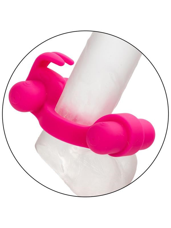 California Exotics Silicone Rechargeable Rockin Rabbit Penis Ring Dual Motors - - Vibrating Cock Rings