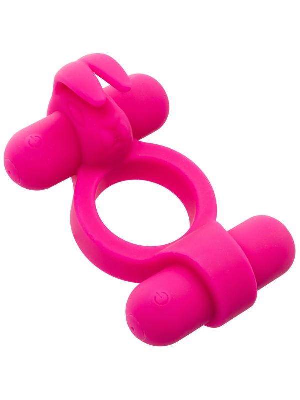 California Exotics Silicone Rechargeable Rockin Rabbit Penis Ring Dual Motors - - Vibrating Cock Rings