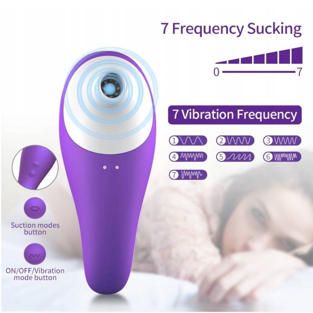 BDStyle 7 Functions Clitoral Sucking Vibrator Purple Dual Stimulation - - Clit Ticklers and Pulsators