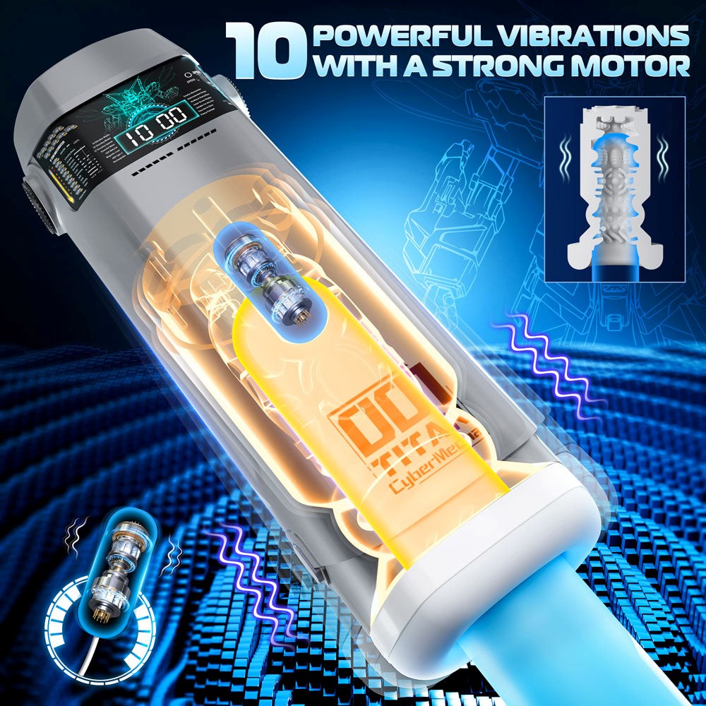Topco CyberSkin B Titan Thrusting Auto Male Masturbator Grey with Heating - - Masturbators and Strokers