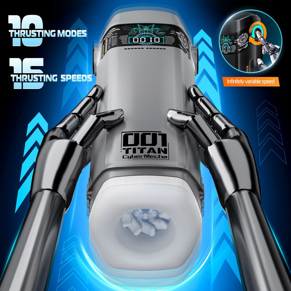 Topco CyberSkin B Titan Thrusting Auto Male Masturbator Grey with Heating - - Masturbators and Strokers