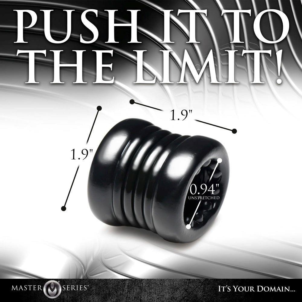 XR Brands Master Series Ball Stack Male Ball Stretcher Premium TPE Cock Ring - - Ball Stretchers and Crushers