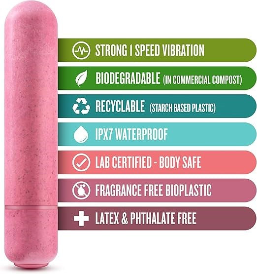 Blush Novelties Gaia Eco Multi Speed Bullet Vibrator Coral Pink Sustainable - - Bullet Vibrators