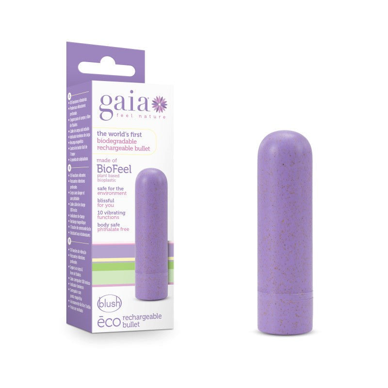 Blush Novelties Gaia Eco USB Rechargeable Bullet Vibrator Lilac Purple Eco Friendly - - Bullet Vibrators