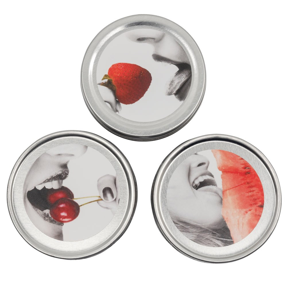 Earthly Body Edible Massage Candles Threesome 3 Pack Watermelon Cherry Strawberry - - Sex Pheromones and Perfumes