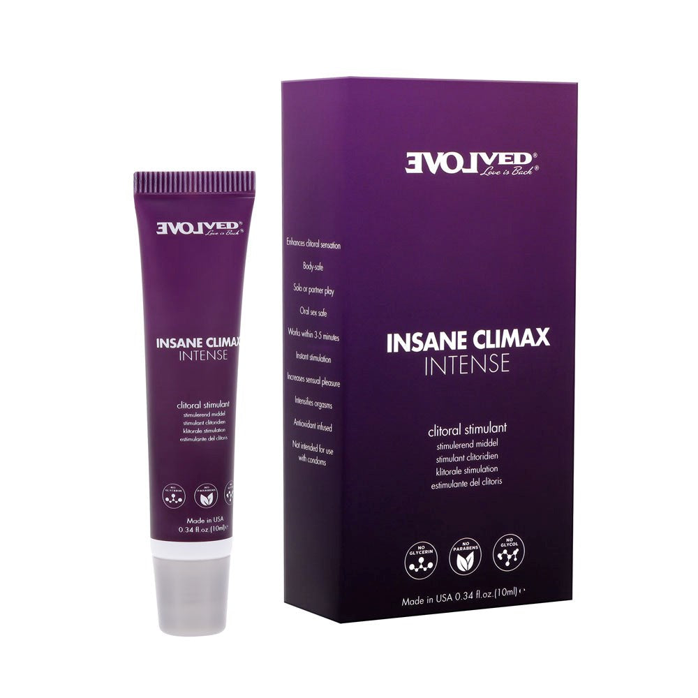 Evolved Insane Climax Intense Clitoral Stimulation Gel 10ml Oil Based Formula - - Massage Oils and Lubricants