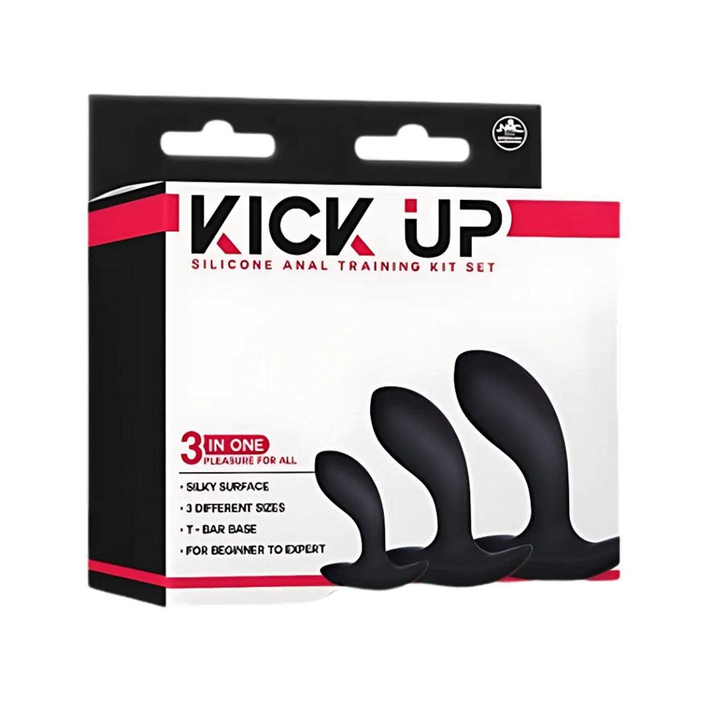 NANMA Corporation Excellent Power Kick Up Anal Trainer Butt Plugs 3 Sizes Set Black - - Butt Plugs