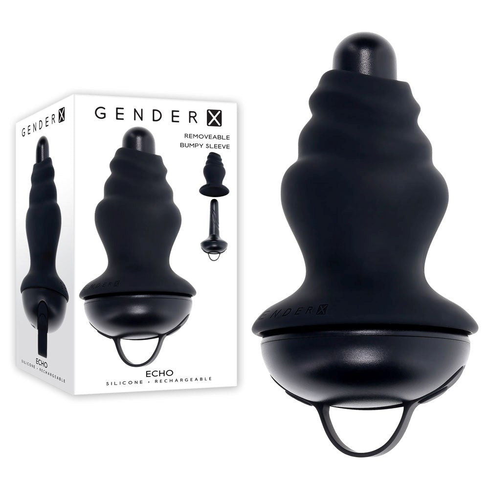 Evolved Gender X ECHO USB Rechargeable Butt Plug 15.3cm Black with Removable Sleeve - - Butt Plugs
