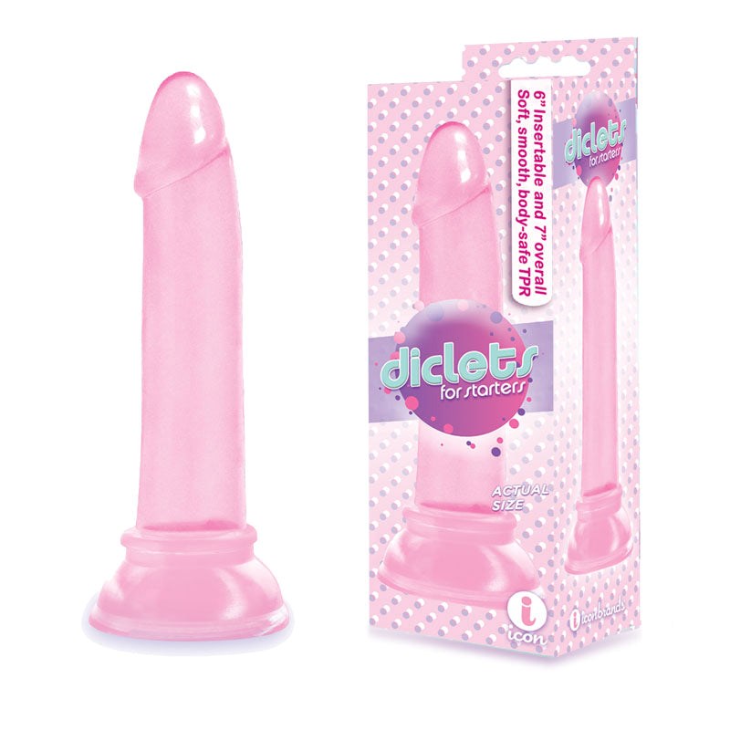 Icon Brands The 9s Diclets Realistic Dong 17.8cm Pink with Suction Cup Base - - Realistic Dildos